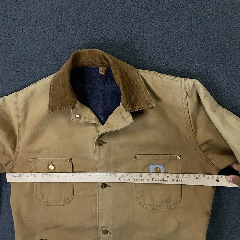 Carhartt Michigan Chore Jacket FITS Men Large Brown Canvas Blanket Lined Vintage